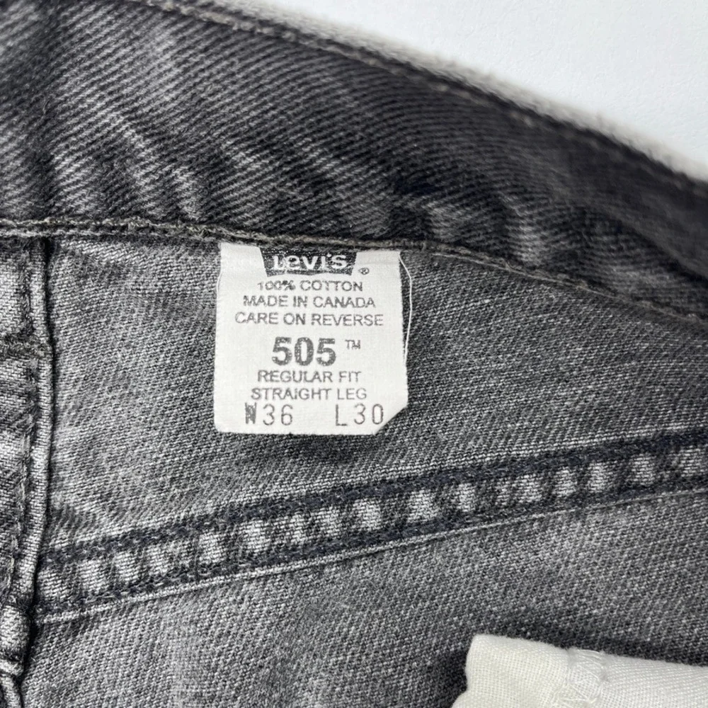 Levis 505 Mens 36x30 Black Straight Leg Jeans Vintage 2001 Streetwear Y2K